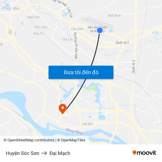 Huyện Sóc Sơn to Đại Mạch map