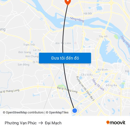 Phường Vạn Phúc to Đại Mạch map