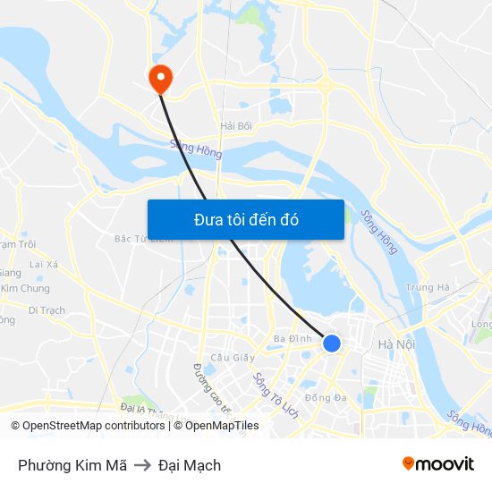 Phường Kim Mã to Đại Mạch map