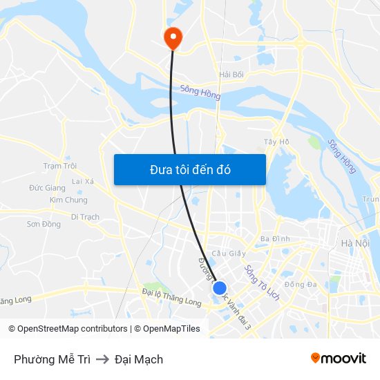 Phường Mễ Trì to Đại Mạch map