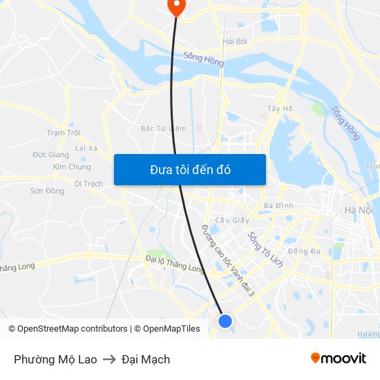 Phường Mộ Lao to Đại Mạch map