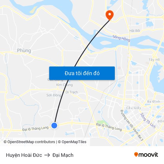 Huyện Hoài Đức to Đại Mạch map