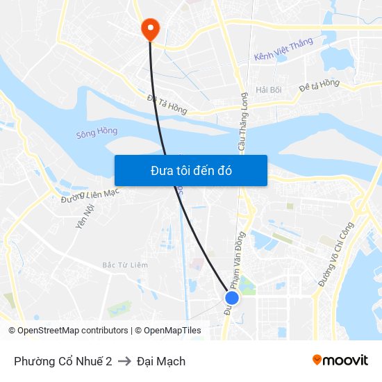 Phường Cổ Nhuế 2 to Đại Mạch map