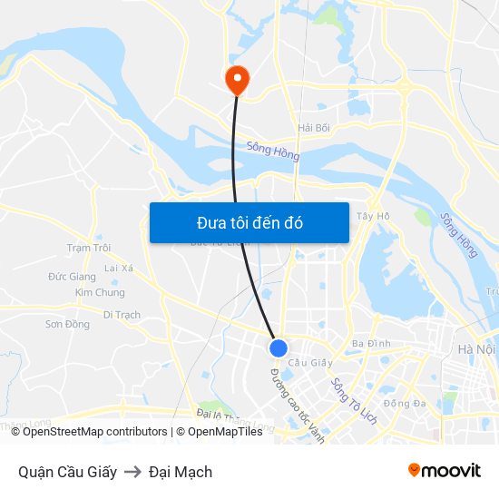 Quận Cầu Giấy to Đại Mạch map