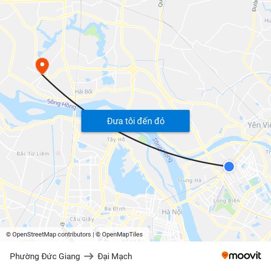 Phường Đức Giang to Đại Mạch map