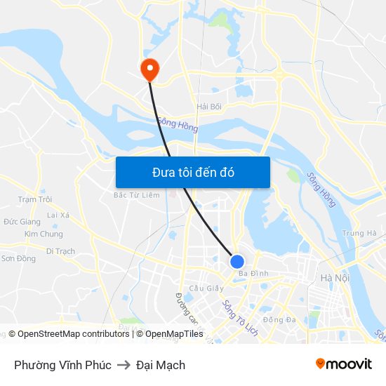 Phường Vĩnh Phúc to Đại Mạch map