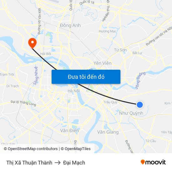 Thị Xã Thuận Thành to Đại Mạch map