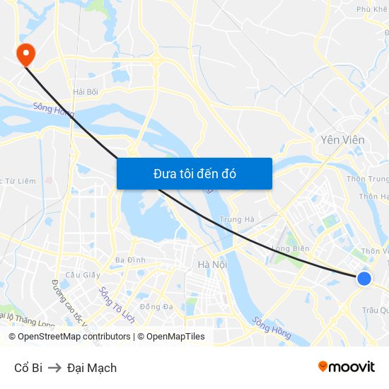 Cổ Bi to Đại Mạch map