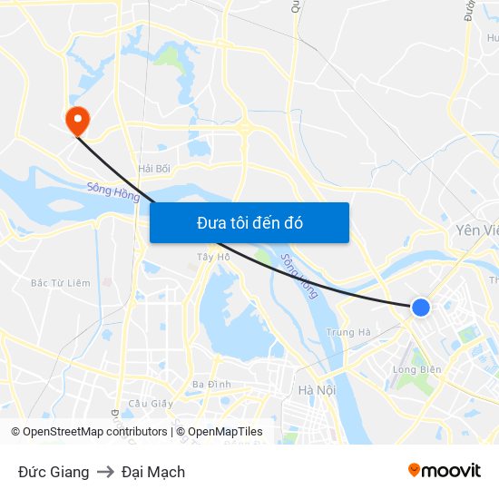 Đức Giang to Đại Mạch map