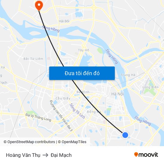 Hoàng Văn Thụ to Đại Mạch map