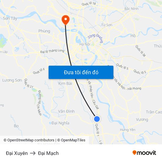 Đại Xuyên to Đại Mạch map