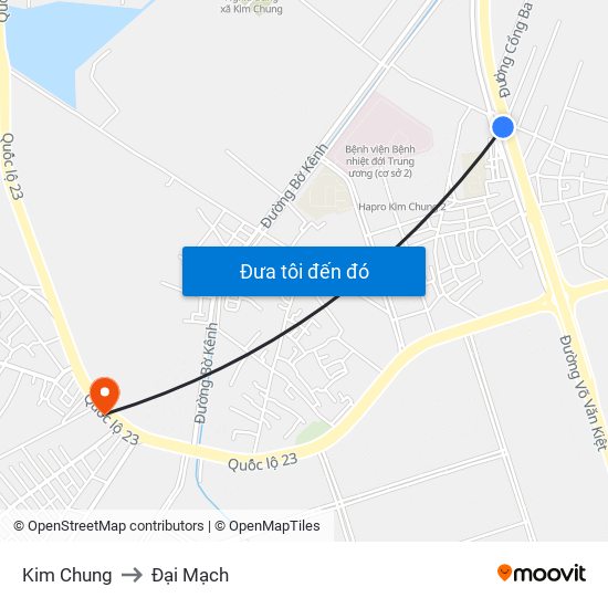 Kim Chung to Đại Mạch map