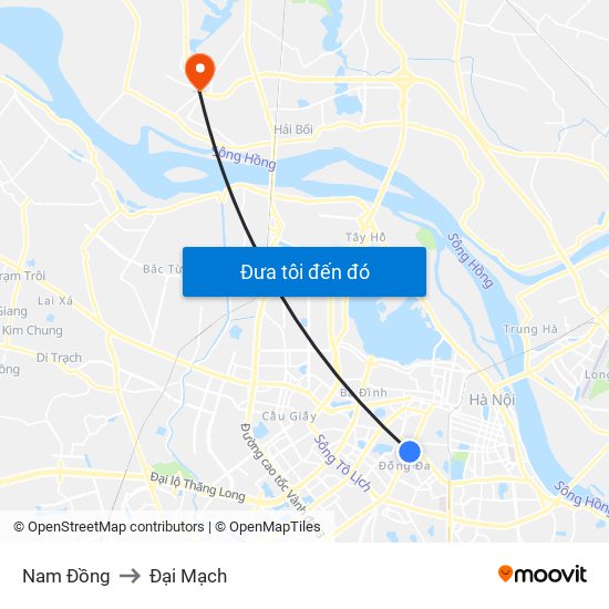 Nam Đồng to Đại Mạch map