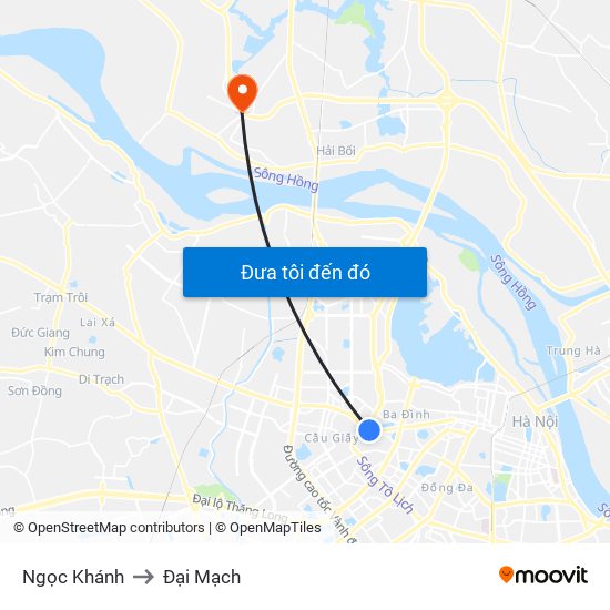 Ngọc Khánh to Đại Mạch map