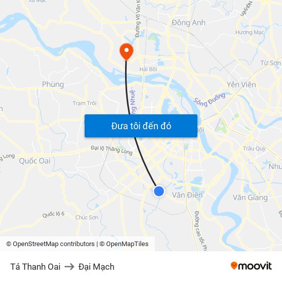 Tả Thanh Oai to Đại Mạch map