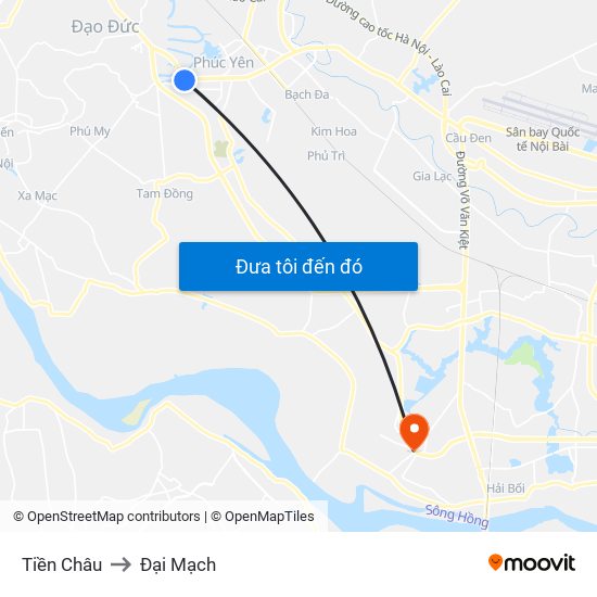 Tiền Châu to Đại Mạch map