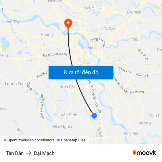 Tân Dân to Đại Mạch map