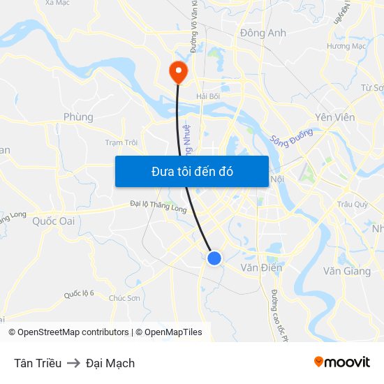 Tân Triều to Đại Mạch map