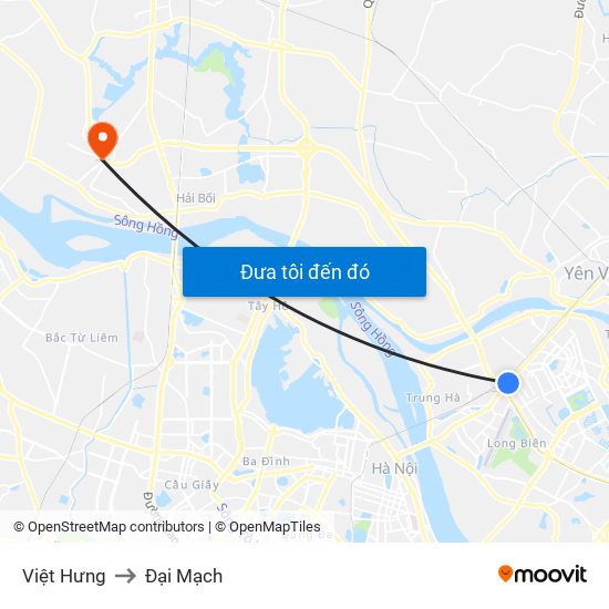 Việt Hưng to Đại Mạch map