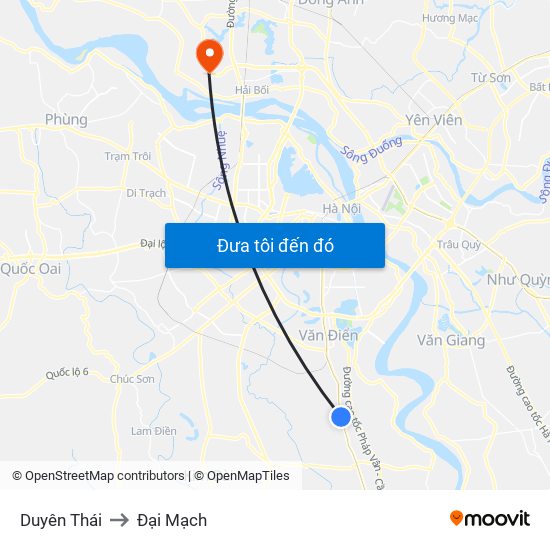 Duyên Thái to Đại Mạch map