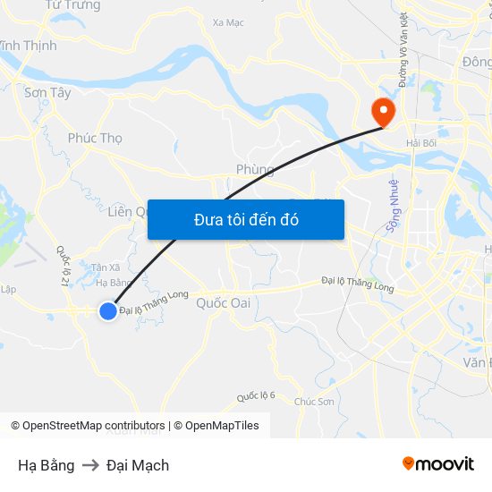 Hạ Bằng to Đại Mạch map