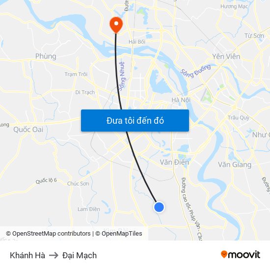 Khánh Hà to Đại Mạch map
