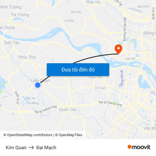 Kim Quan to Đại Mạch map