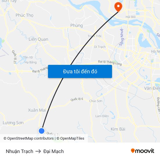 Nhuận Trạch to Đại Mạch map