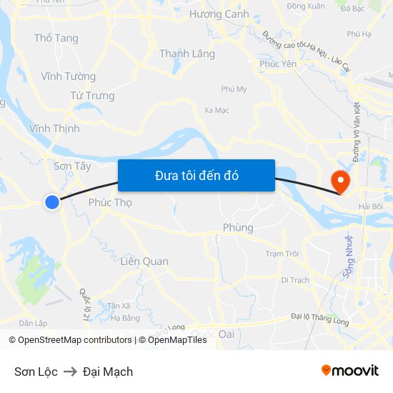 Sơn Lộc to Đại Mạch map