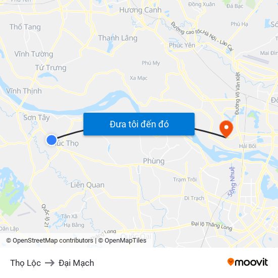 Thọ Lộc to Đại Mạch map