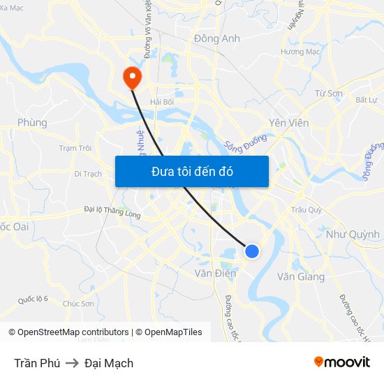 Trần Phú to Đại Mạch map