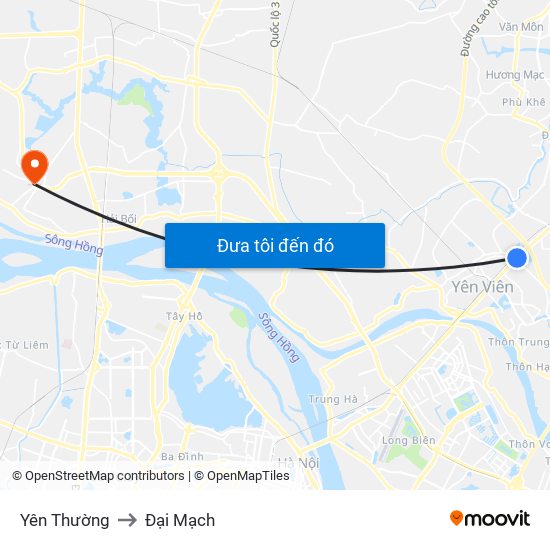 Yên Thường to Đại Mạch map