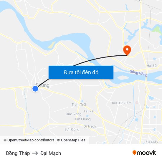 Đồng Tháp to Đại Mạch map