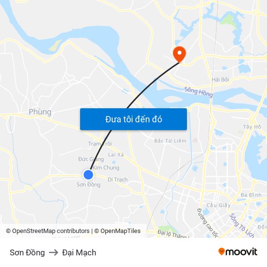 Sơn Đồng to Đại Mạch map