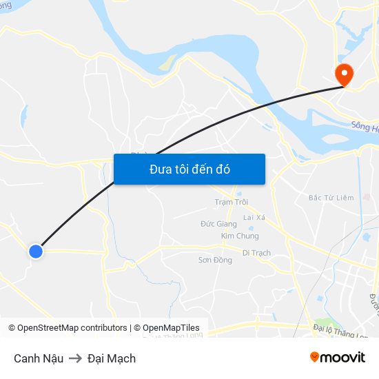 Canh Nậu to Đại Mạch map