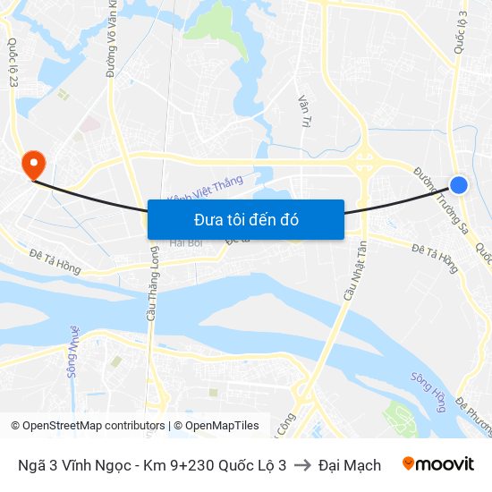 Ngã 3 Vĩnh Ngọc - Km 9+230 Quốc Lộ 3 to Đại Mạch map