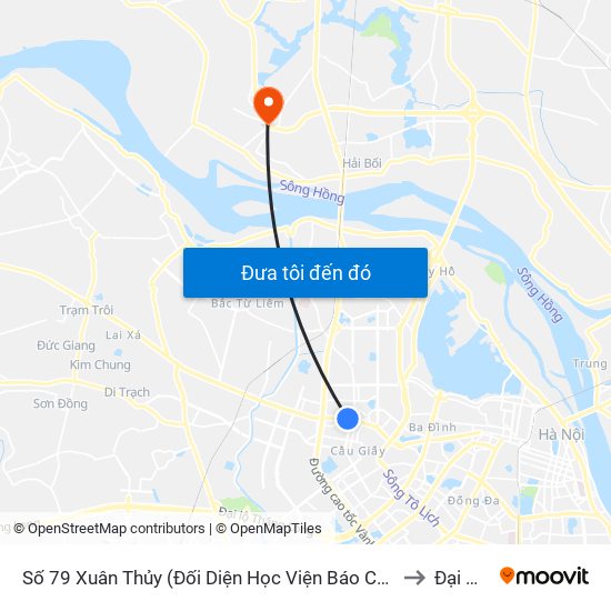 Số 79 Xuân Thủy (Đối Diện Học Viện Báo Chí Và Tuyên Truyền) to Đại Mạch map