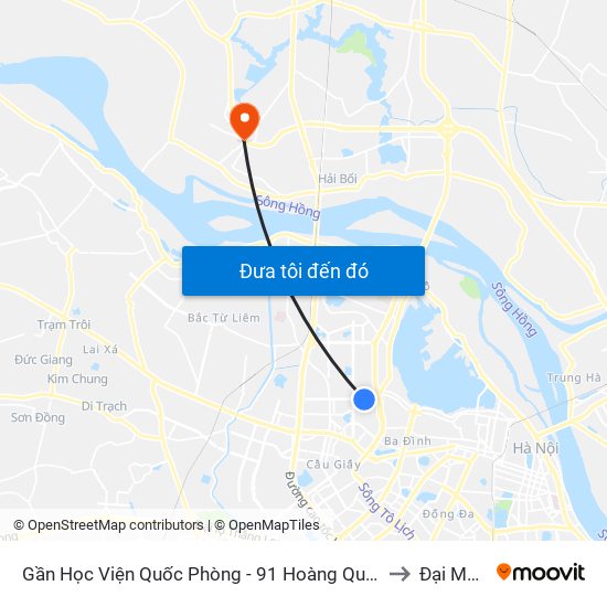 Gần Học Viện Quốc Phòng - 91 Hoàng Quốc Việt to Đại Mạch map