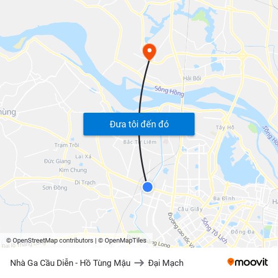 Nhà Ga Cầu Diễn - Hồ Tùng Mậu to Đại Mạch map