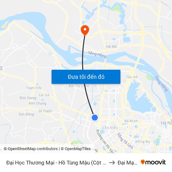 Đại Học Thương Mại - Hồ Tùng Mậu (Cột Sau) to Đại Mạch map