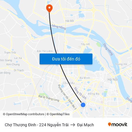 Chợ Thượng Đình - 224 Nguyễn Trãi to Đại Mạch map