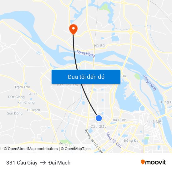 331 Cầu Giấy to Đại Mạch map