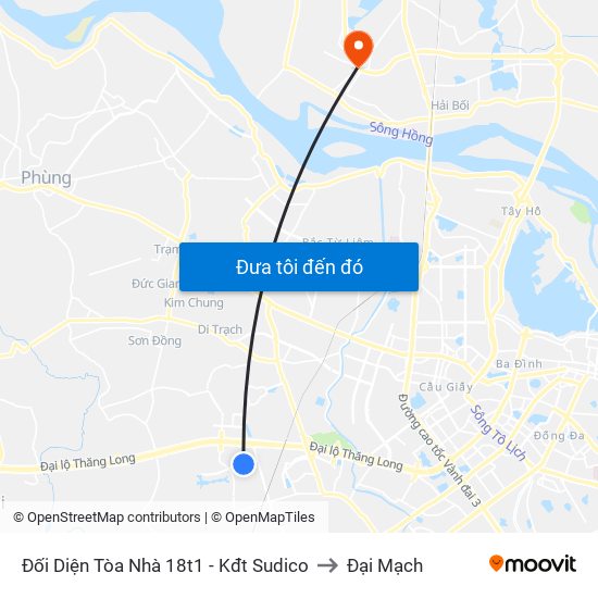 Đối Diện Tòa Nhà 18t1 - Kđt Sudico to Đại Mạch map