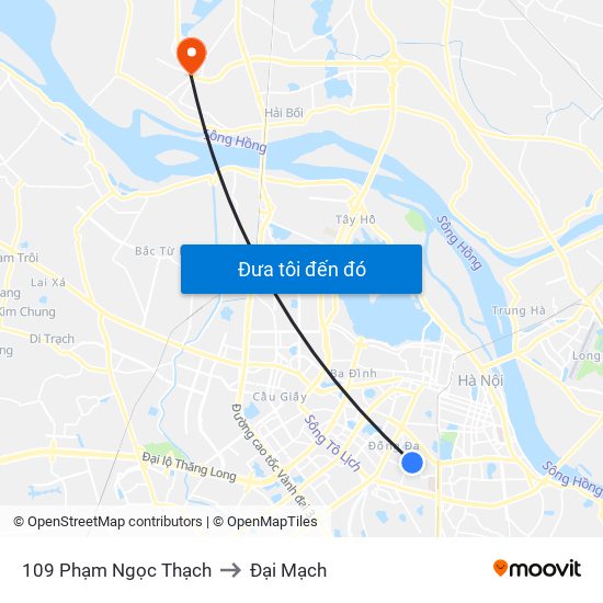 109 Phạm Ngọc Thạch to Đại Mạch map