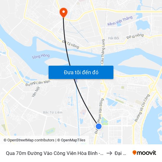 Qua 70m Đường Vào Công Viên Hòa Bình - Phạm Văn Đồng to Đại Mạch map