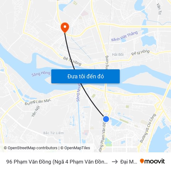 96 Phạm Văn Đồng (Ngã 4 Phạm Văn Đồng - Xuân Đỉnh) to Đại Mạch map