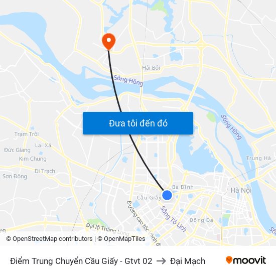 Điểm Trung Chuyển Cầu Giấy - Gtvt 02 to Đại Mạch map