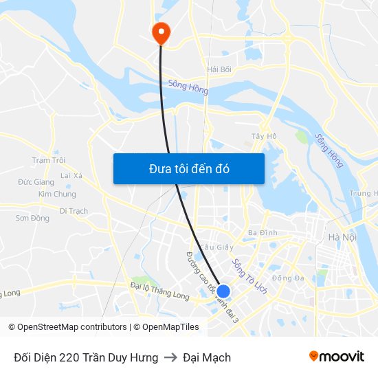 Đối Diện 220 Trần Duy Hưng to Đại Mạch map