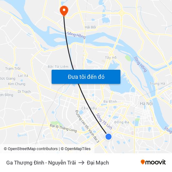 Ga Thượng Đình - Nguyễn Trãi to Đại Mạch map