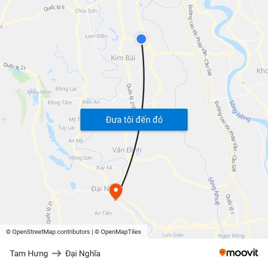 Tam Hưng to Đại Nghĩa map